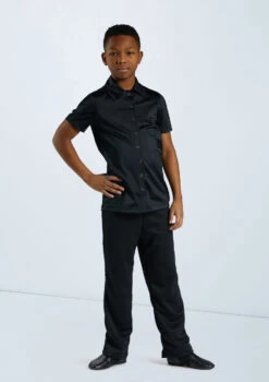 Weissman Boys Collared Shirt -Dance Costume Store 12501 black 11456 black 4291 63618.1698814664