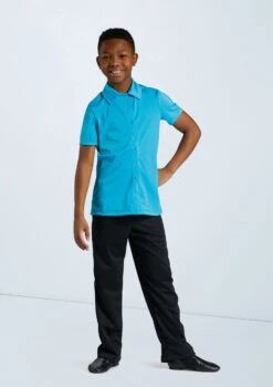 Weissman Boys Collared Shirt -Dance Costume Store 12501 turquoise 11456 black 4325 92846.1678887463