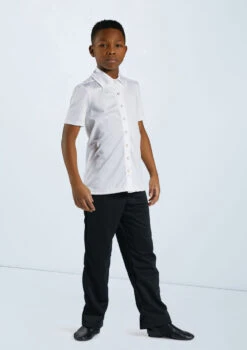 Weissman Boys Collared Shirt -Dance Costume Store 12501 white 11456 black 0078 98967.1678887466