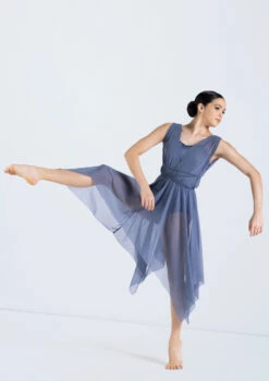 Weissman Mesh Handkerchief Hem Dress -Dance Costume Store 14292 indigo 12103 88527.1678889082