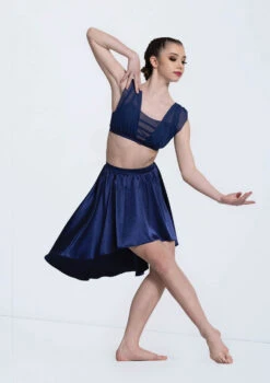 Weissman Draped Mesh Bra Top -Dance Costume Store 14297 navy 3020 18896.1678889086