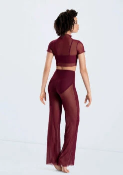 Weissman Cropped Power Mesh Tee -Dance Costume Store 14428 blackcherry 14430 blackcherry 937 21067.1692402366