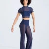 Weissman Cropped Power Mesh Tee 1 Weissman Cropped Power Mesh Tee -Dance Costume Store 14428 navy 14430 navy 847 89543.1692402366