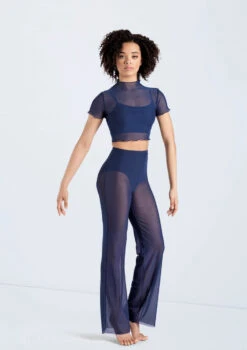 Weissman Power Mesh Wide Leg Pants -Dance Costume Store 14428 navy 14430 navy 847 95300.1698817156