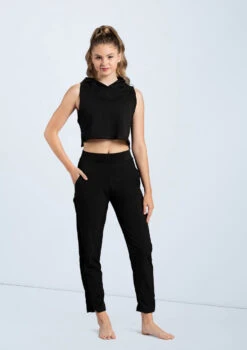 Weissman Hooded Sleeveless Crop Top -Dance Costume Store AH9207 AH12047 black 6802 22890.1698840275