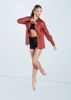Weissman Solid Button Down Shirt -Dance Costume Store AH9878 paprika 29367.1678890736