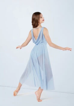 Weissman Double Cowl Mesh Maxi Dress -Dance Costume Store D10454 powderblue 286 48279.1678890758