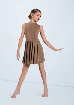 Weissman Keyhole Back Skater Dress -Dance Costume Store D11782 mocha 6192 31532.1678890837
