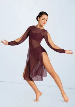 Weissman Spliced Blouson Overdress -Dance Costume Store D12200 raisin 6518 43097.1678890848