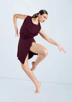 Weissman Ruched Matte Jersey Dress 8 Weissman Ruched Matte Jersey Dress -Dance Costume Store D12795 raisin 948 72944.1678890878