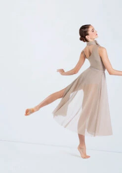 Weissman One Shoulder Tied Neck Dress -Dance Costume Store D13079 latte 764 42158.1698840476