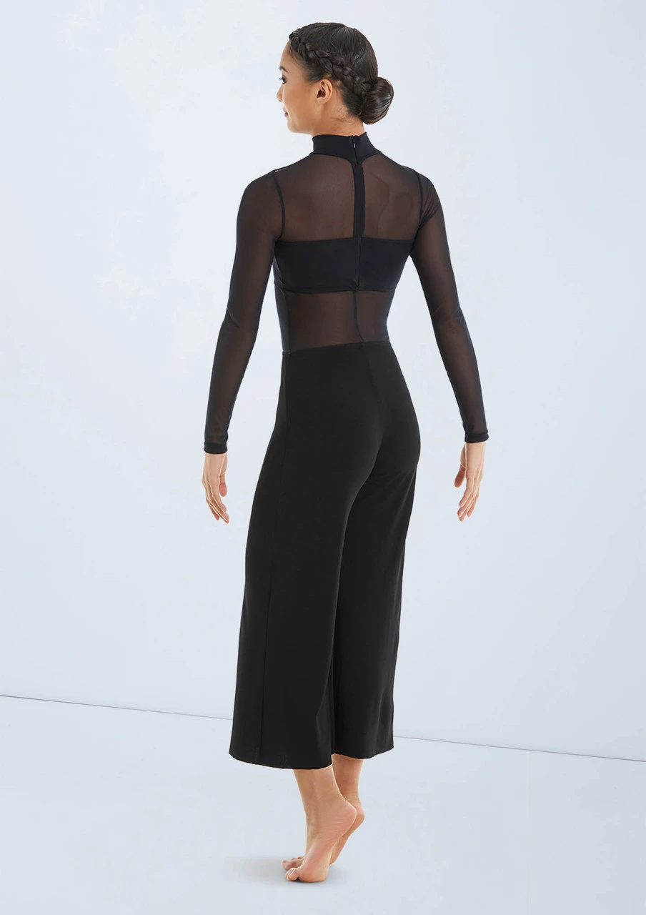 Weissman Culotte Unitard With Mesh 3 Weissman Culotte Unitard With Mesh