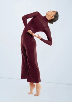Weissman Culotte Unitard With Mesh 11 Weissman Culotte Unitard With Mesh -Dance Costume Store MJ11187 raisin 111 28730.1678890994