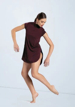 Weissman Mock Neck Tee Dress -Dance Costume Store MJ12796 raisin 809 17935.1678891079