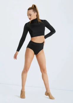 Weissman Lustre Long Sleeve Crop Top -Dance Costume Store SH11072 black SH11074 black 128952 17578.1698450578
