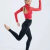 Weissman Zip Front Long Sleeve Crop Top -Dance Costume Store SH13182 red SH11069 black 14 67666.1692404069