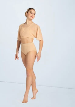 Weissman Flutter Sleeve Cross Crop Top -Dance Costume Store SM11541 newnude MT10011 newnude 3356 62102.1678891641