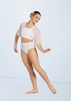 Weissman Flutter Sleeve Cross Crop Top -Dance Costume Store SM11541 white MT10011 white 3479 70590.1678891641
