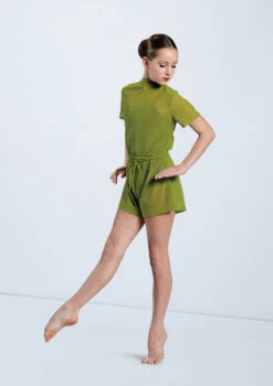 Weissman Mock Neck Power Mesh Romper -Dance Costume Store SM11785 moss 9260 01408.1678891650