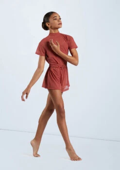 Weissman Mock Neck Power Mesh Romper -Dance Costume Store SM11785 paprika 6534 58832.1698840527