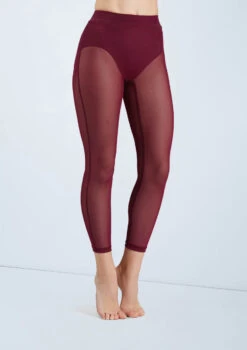 Weissman Cropped Mesh Leggings -Dance Costume Store SM11827 blackcherry 6035 28503.1698840527