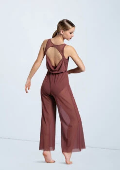 Weissman Cowl Drape Power Mesh Jumpsuit 10 Weissman Cowl Drape Power Mesh Jumpsuit -Dance Costume Store SM12126 rosewood 8794 37091.1678891654