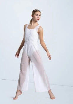 Weissman Cowl Drape Power Mesh Jumpsuit 11 Weissman Cowl Drape Power Mesh Jumpsuit -Dance Costume Store SM12126 white 0014 02103.1698840527
