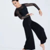 Weissman Long Sleeve Crop Top With Mesh -Dance Costume Store SM13070 black MJ12612 black 747 09122.1692404262