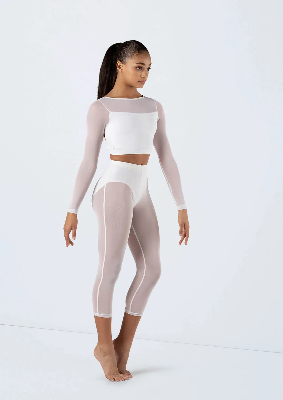 Weissman Long Sleeve Crop Top With Mesh 6 Weissman Long Sleeve Crop Top With Mesh - Image 4