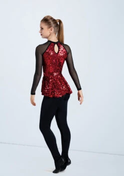 Weissman Ultra Sparkle Peplum Top -Dance Costume Store SQ12731 red 367 62806.1678891723