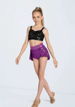 Weissman Sequin Back Panel Skirt 8 Weissman Sequin Back Panel Skirt -Dance Costume Store SQ9663 black S12430 electricpurple 4395 57701.1692404069