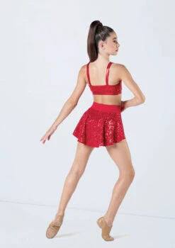 Weissman Sequin Back Panel Skirt 10 Weissman Sequin Back Panel Skirt -Dance Costume Store SQ9663 red S12430 red 368 09814.1692404069