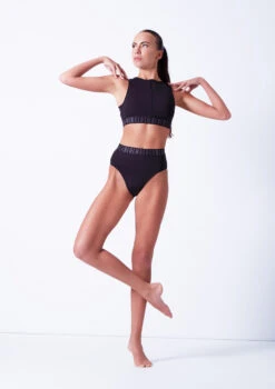 Bloch Remy Zip Front Tank Crop Top -Dance Costume Store blft5010 black front 1 75724.1678925835