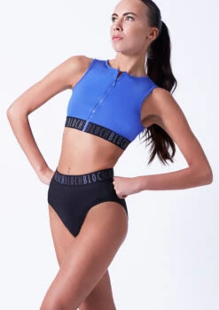Bloch Remy Zip Front Tank Crop Top -Dance Costume Store blft5010 blue front t 59922.1698799274