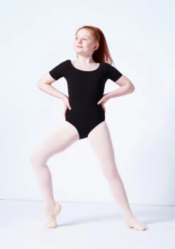 Capezio Class Kids Short Sleeve Leotard -Dance Costume Store cad400c black front 1 08077.1689290965