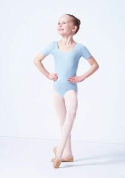 Capezio Class Kids Short Sleeve Leotard -Dance Costume Store cad400c blue front 1 03419.1689290965