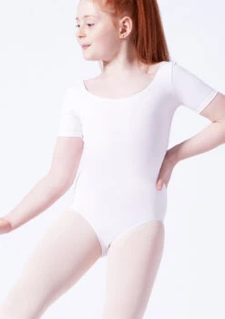 Capezio Class Kids Short Sleeve Leotard -Dance Costume Store cad400c white front t 69521.1698806133