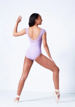 Mirella Boat Neck Chevron Rib Leotard -Dance Costume Store mim5100lm lilac back 61063.1679927460