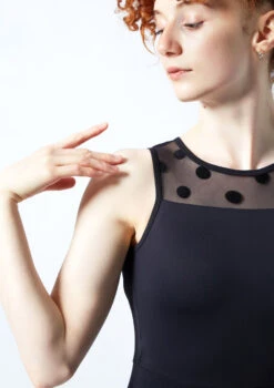 Move Dance Ariella Open Back Catsuit -Dance Costume Store moc0636 black close up front 1 87039.1690548700