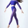 Move Dance Lucia Mesh High Waisted Dance Leggings -Dance Costume Store mop0202 saph front 1 32172.1678884507