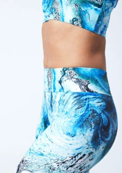 Move Dance Venus High Waisted Leggings - Pacific -Dance Costume Store mop0908 pac close up front 2 07913.1678884560