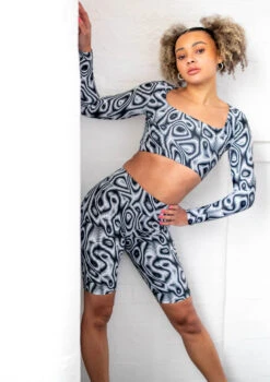 Move Dance Nebula High Waisted Cycling Shorts - Dimensions 13 Move Dance Nebula High Waisted Cycling Shorts - Dimensions -Dance Costume Store mor0907 dim front 3t 10985.1686178262