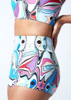 Move Dance Astra High Waisted Shorts - Marble -Dance Costume Store mor0909 mar close up front 1 98221.1678884733