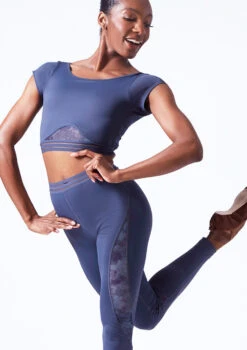 Move Dance Zorya Cap Sleeve Crop Top 17 Move Dance Zorya Cap Sleeve Crop Top -Dance Costume Store mos0603 petrol blue front t 49903.1690450600