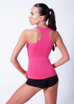 Move Dance Piera Seamless Dance Top 12 Move Dance Piera Seamless Dance Top -Dance Costume Store moz0260 pink close up back 72364.1678884920