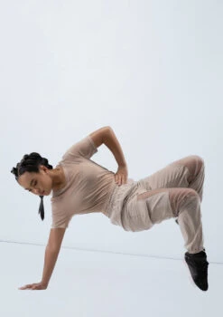 Weissman Mesh Oversized Tee -Dance Costume Store wn15540 latte 10 22445.1694697894