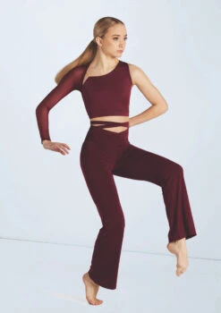 Weissman Asymmetric Mesh Sleeve Crop 10 Weissman Asymmetric Mesh Sleeve Crop -Dance Costume Store wn15598 black cherry 73 56548.1694698436