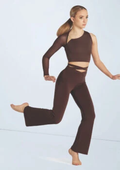 Weissman Asymmetric Mesh Sleeve Crop 13 Weissman Asymmetric Mesh Sleeve Crop -Dance Costume Store wn15598 chocolate 51 t 49726.1698825496